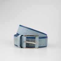 Ремінь блакитний зі шкіри крокодила 