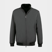 Куртка чоловіча темний хакі з вставками алькантари та хутровим знімним коміром