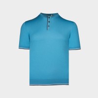 Трикотаж голубой на пуговицах