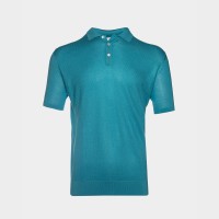 Трикотаж літній на ґудзиках бірюзовий з шовку