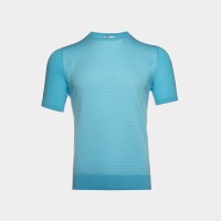 Трикотаж літній з круглим горлом блакитний з шовку Трикотаж літній з круглим горлом блакитний з шовку