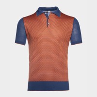 Трикотаж літній на ґудзиках оранжевий з шовку Трикотаж літній на ґудзиках оранжевий з шовку